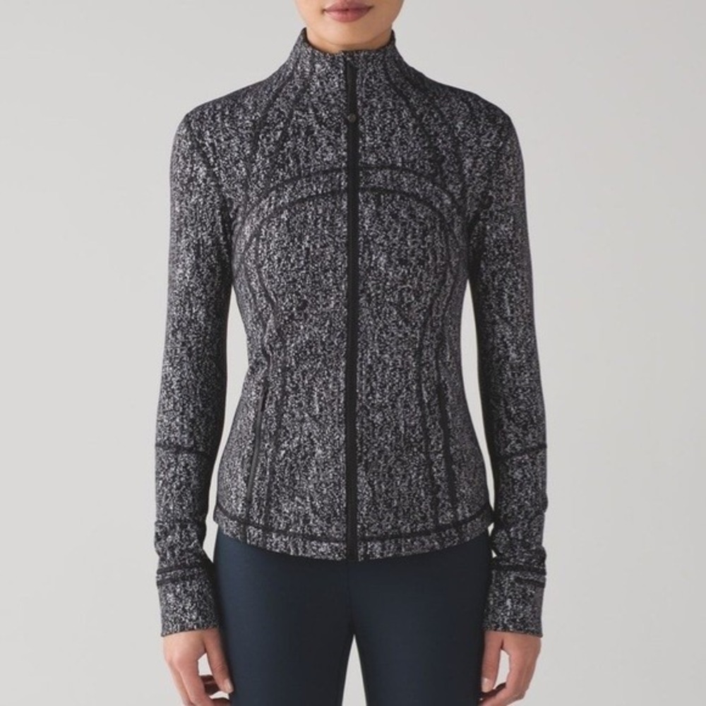 Lululemon Define Jacket Women's 10 Black Whiteโ Running Luon Suited Jacquard Zip
